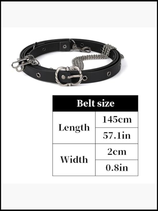 Faux Leather Metal Chain Belt, Vintage Adjustable Thin Belt For Women main image 5